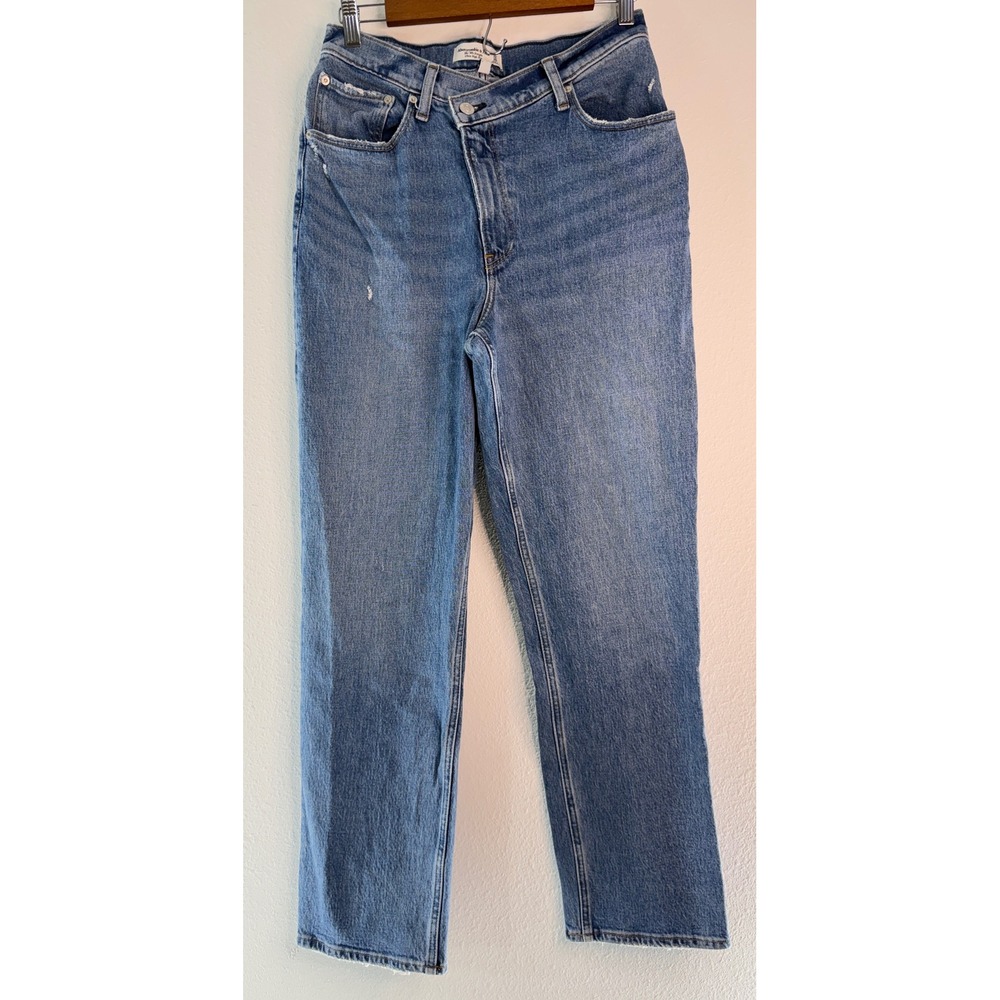 Abercrombie & Fitch 90s Straight Ultra High Rise Denim Jeans Curve Love Midwash